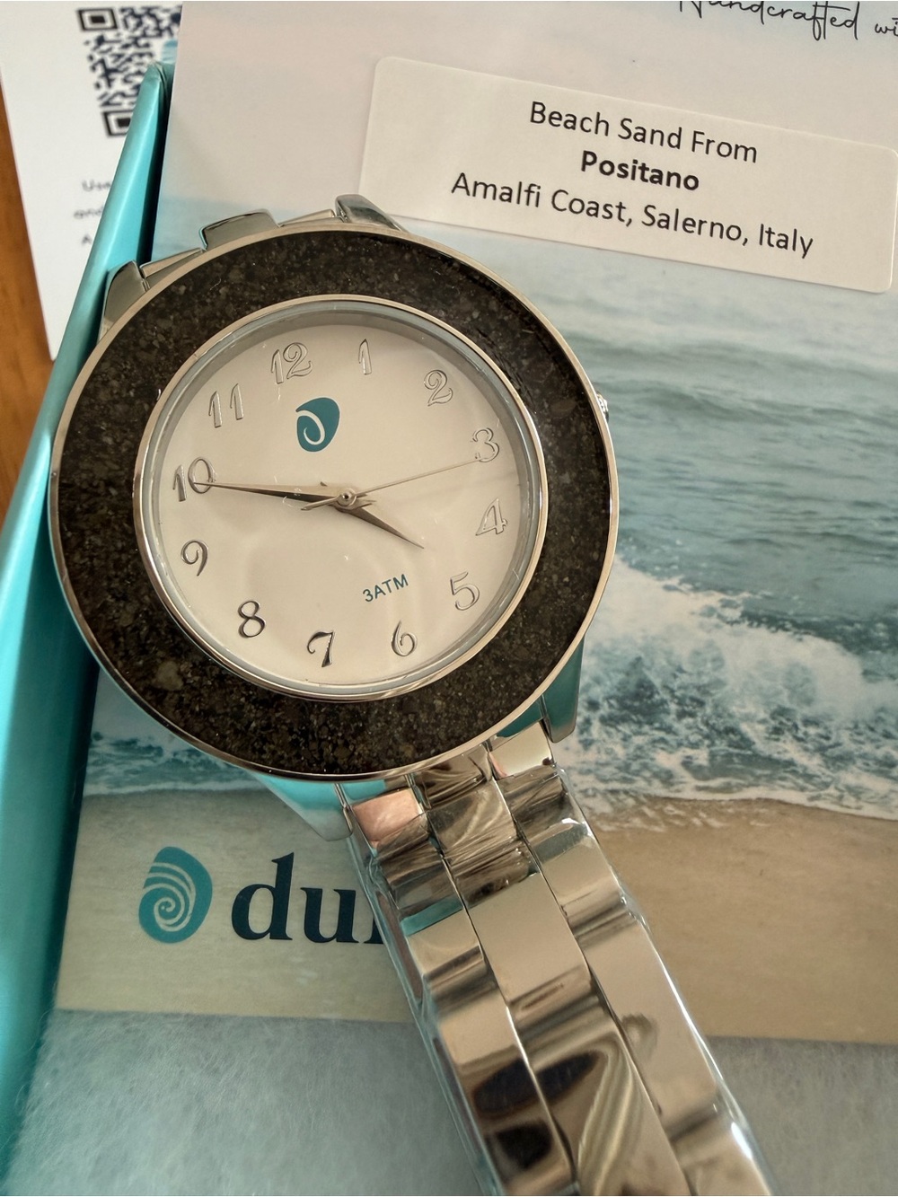Dune Watch in Silver with Brown Sand Bezel - Positano Italy